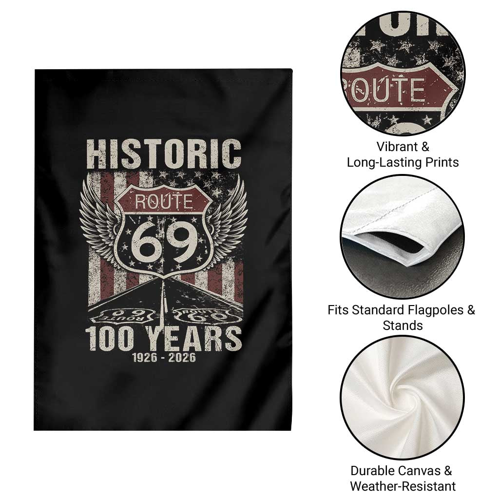 Historic US Route 69 100 Years Anniversary Garden Flag Highway Road Sign Wings Vintage American Flag