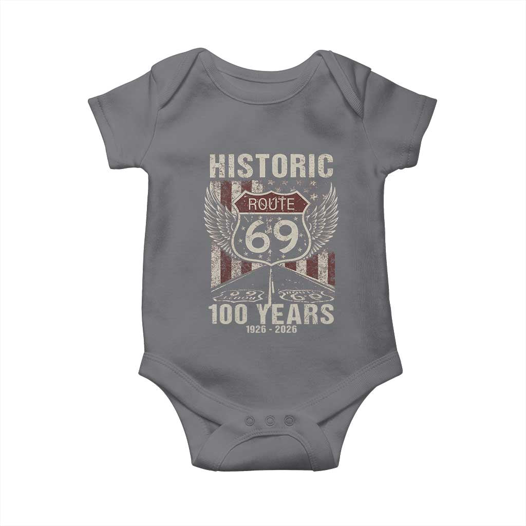 Historic US Route 69 100 Years Anniversary Baby Onesie Highway Road Sign Wings Vintage American Flag