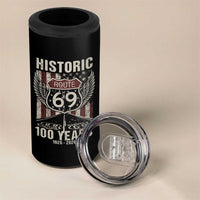 Historic US Route 69 100 Years Anniversary 4 in 1 Can Cooler Tumbler Highway Road Sign Wings Vintage American Flag