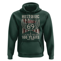 Historic US Route 69 100 Years Anniversary Hoodie Highway Road Sign Wings Vintage American Flag