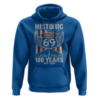 Historic US Route 69 100 Years Anniversary Hoodie Highway Road Sign Wings Vintage American Flag