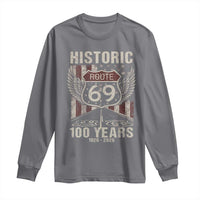 Historic US Route 69 100 Years Anniversary Long Sleeve Shirt Highway Road Sign Wings Vintage American Flag