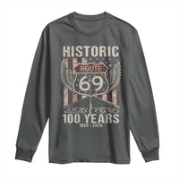 Historic US Route 69 100 Years Anniversary Long Sleeve Shirt Highway Road Sign Wings Vintage American Flag