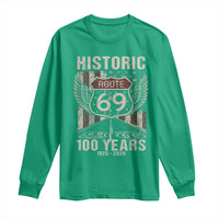 Historic US Route 69 100 Years Anniversary Long Sleeve Shirt Highway Road Sign Wings Vintage American Flag