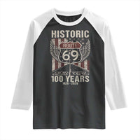 Historic US Route 69 100 Years Anniversary Raglan Shirt Highway Road Sign Wings Vintage American Flag