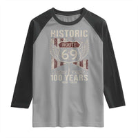 Historic US Route 69 100 Years Anniversary Raglan Shirt Highway Road Sign Wings Vintage American Flag