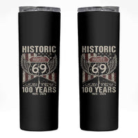 Historic US Route 69 100 Years Anniversary Skinny Tumbler Highway Road Sign Wings Vintage American Flag