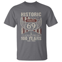 Historic US Route 69 100 Years Anniversary T Shirt Highway Road Sign Wings Vintage American Flag