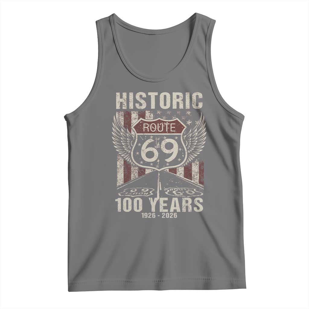 Historic US Route 69 100 Years Anniversary Tank Top Highway Road Sign Wings Vintage American Flag