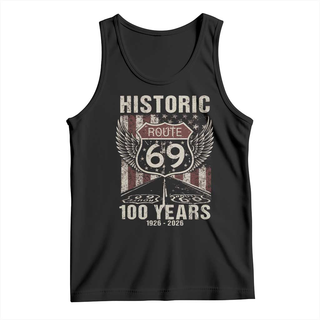 Historic US Route 69 100 Years Anniversary Tank Top Highway Road Sign Wings Vintage American Flag