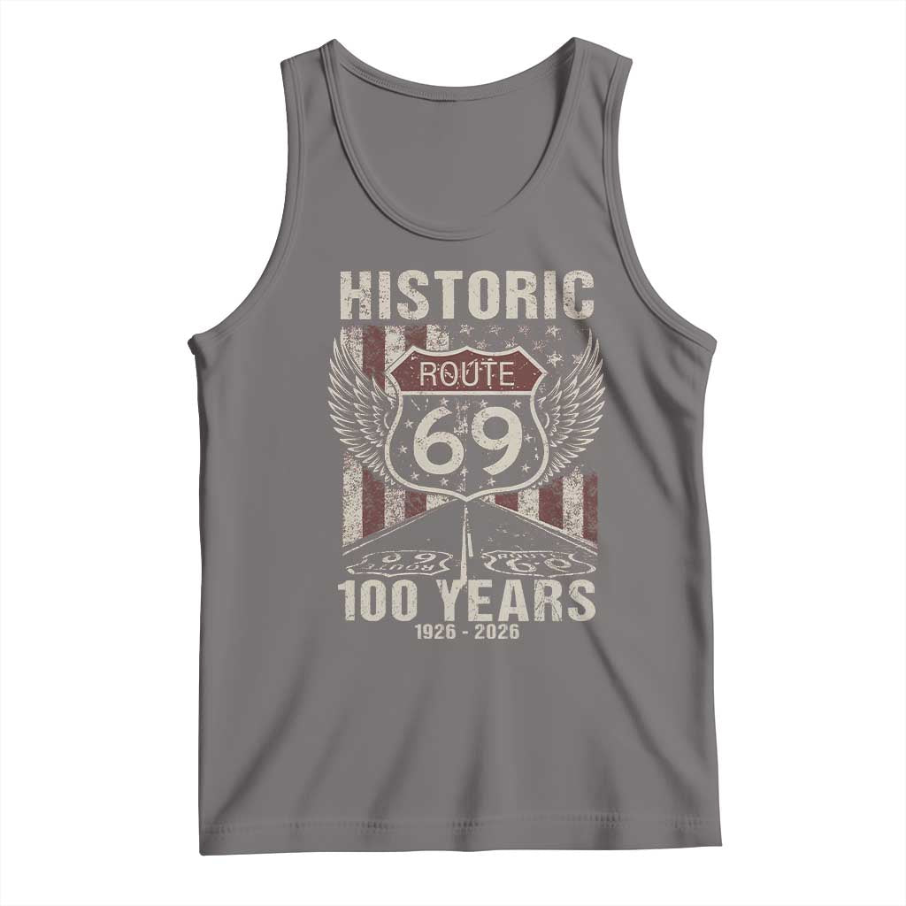 Historic US Route 69 100 Years Anniversary Tank Top Highway Road Sign Wings Vintage American Flag