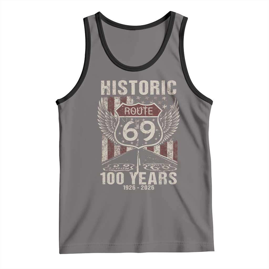 Historic US Route 69 100 Years Anniversary Tank Top Highway Road Sign Wings Vintage American Flag