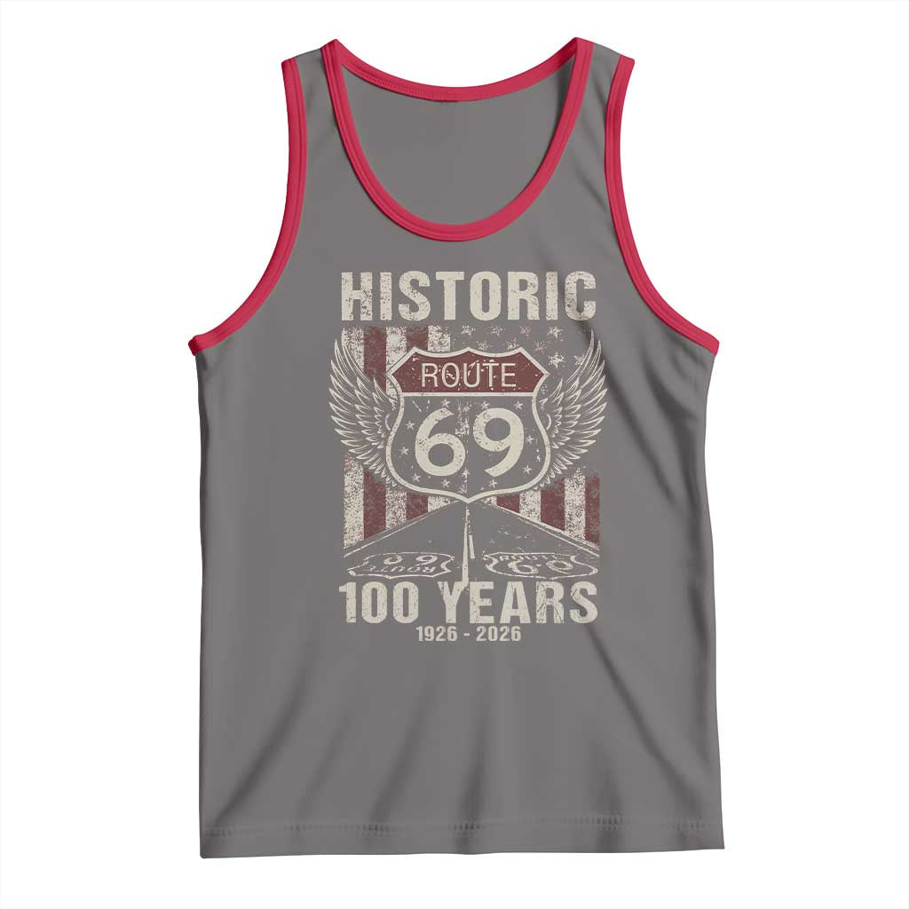 Historic US Route 69 100 Years Anniversary Tank Top Highway Road Sign Wings Vintage American Flag