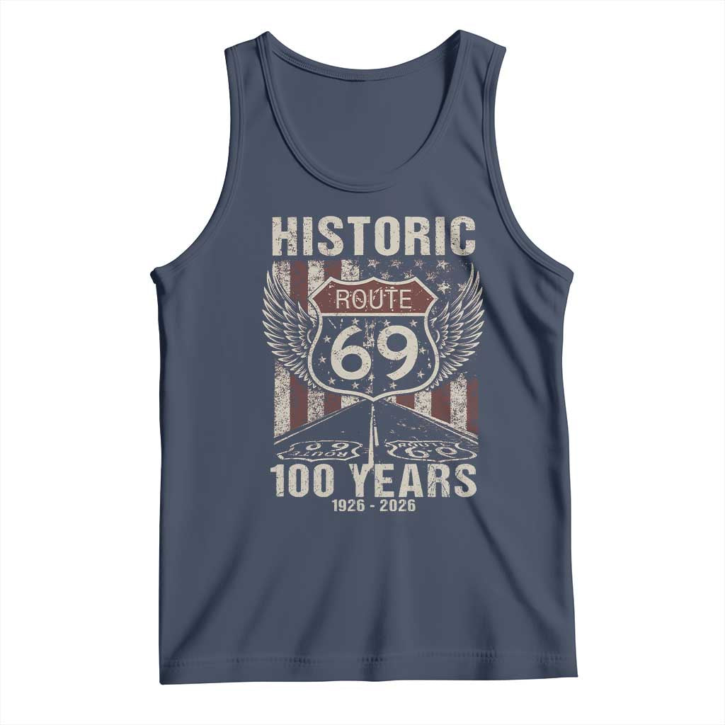 Historic US Route 69 100 Years Anniversary Tank Top Highway Road Sign Wings Vintage American Flag