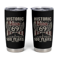 Historic US Route 69 100 Years Anniversary Tumbler Cup Highway Road Sign Wings Vintage American Flag
