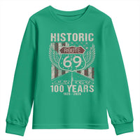 Historic US Route 69 100 Years Anniversary Youth Sweatshirt Highway Road Sign Wings Vintage American Flag