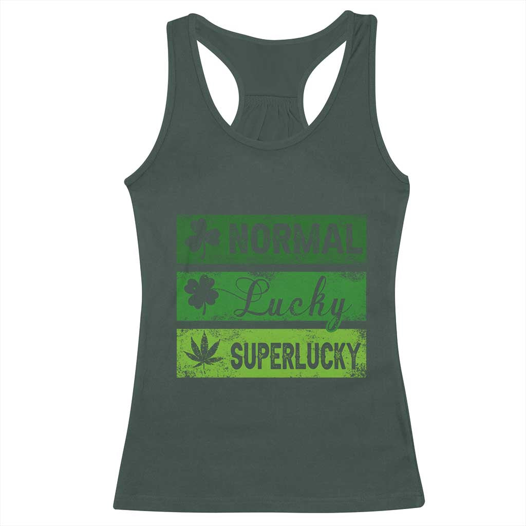 Funny St Patrick's Day Cannabis Weed Racerback Tank Top Normal Shamrock Lucky Clover Super Lucky Weed