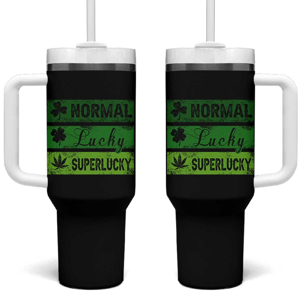Funny St Patrick's Day Cannabis Weed Tumbler With Handle Normal Shamrock Lucky Clover Super Lucky Weed