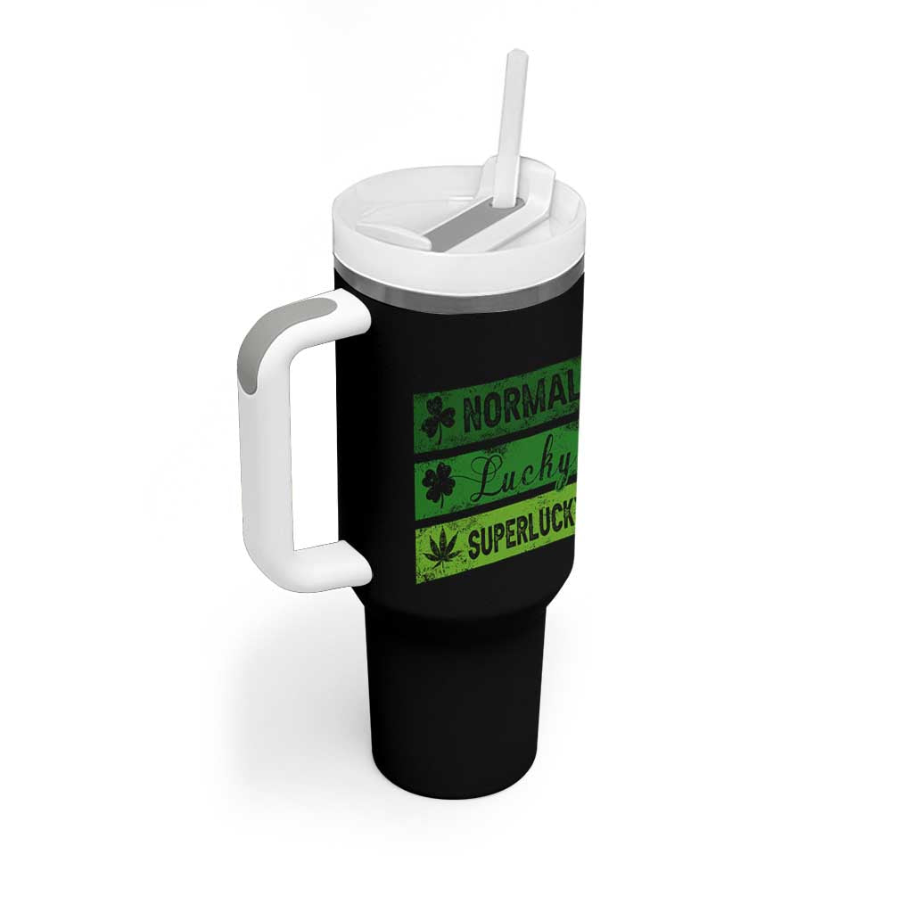 Funny St Patrick's Day Cannabis Weed Tumbler With Handle Normal Shamrock Lucky Clover Super Lucky Weed