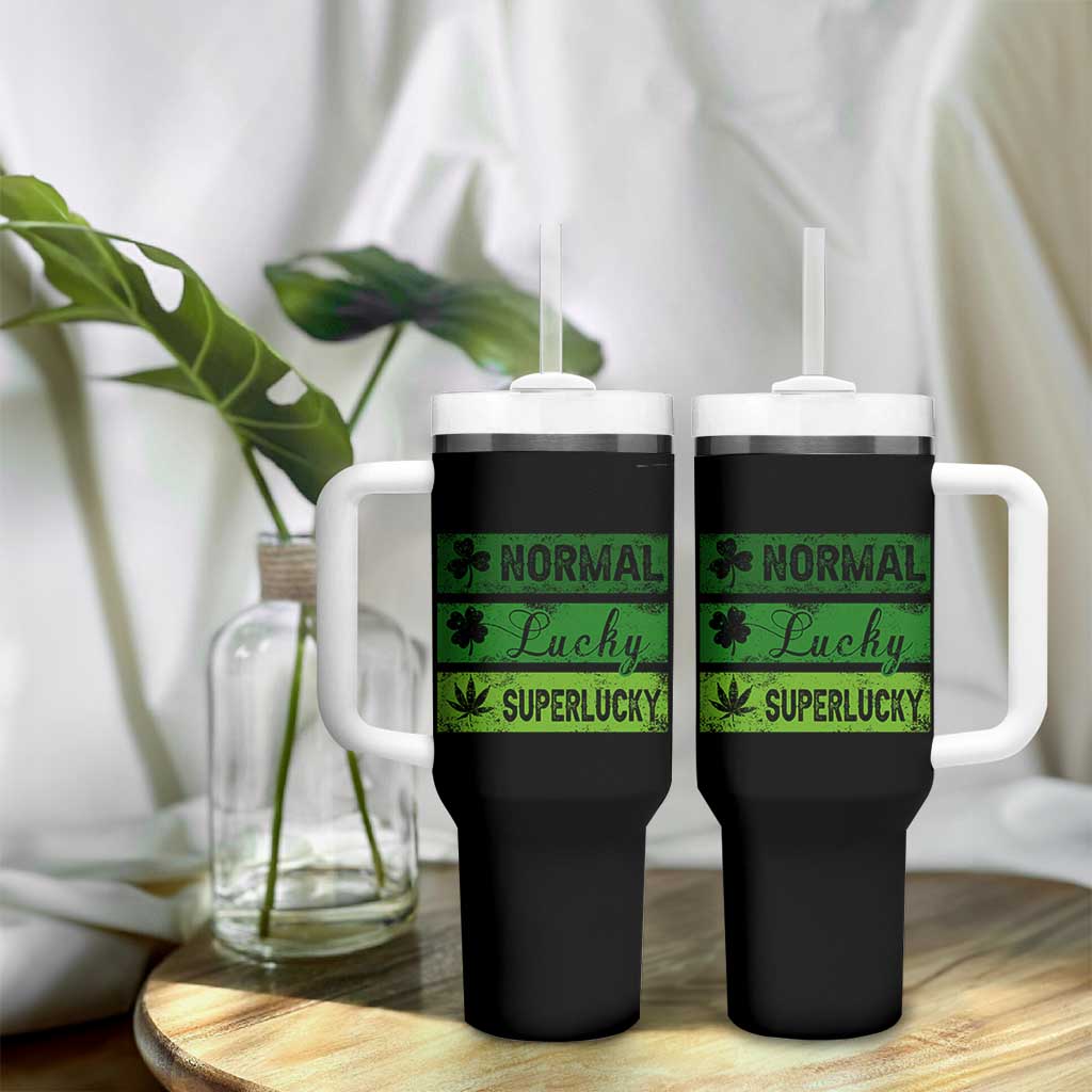Funny St Patrick's Day Cannabis Weed Tumbler With Handle Normal Shamrock Lucky Clover Super Lucky Weed