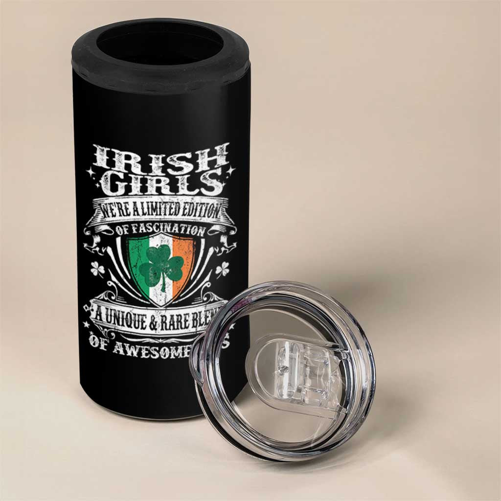 Funny Irish Girls 4 in 1 Can Cooler Tumbler We're A Limited Edition Of Fascination Irish Pride Shamrock