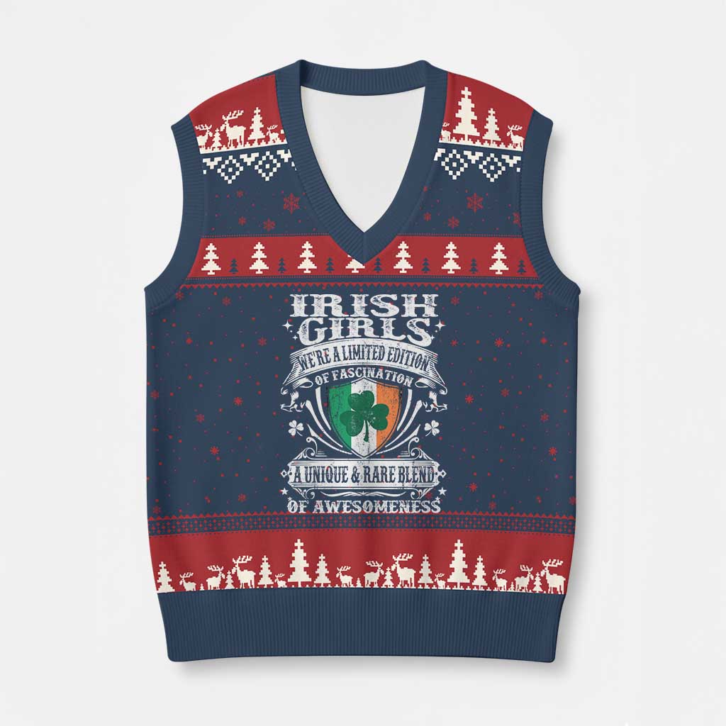 Funny Irish Girls V-Neck Knit Sweater Vest We're A Limited Edition Of Fascination Irish Pride Shamrock - Wonder Print Shop