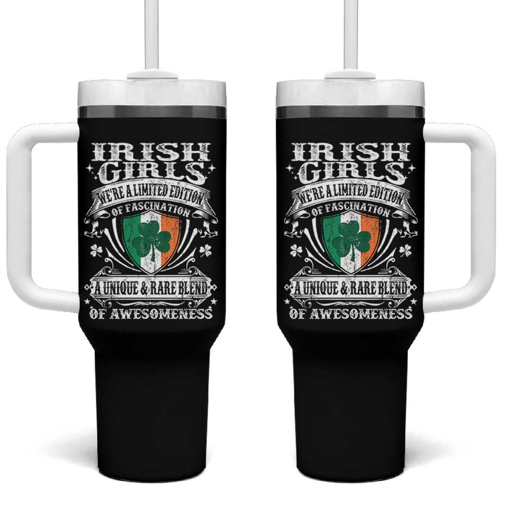 Funny Irish Girls Tumbler With Handle We're A Limited Edition Of Fascination Irish Pride Shamrock