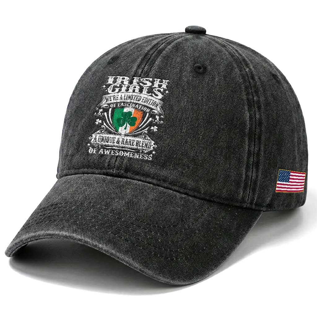 Funny Irish Girls Washed Cotton Baseball Cap We're A Limited Edition Of Fascination Irish Pride Shamrock
