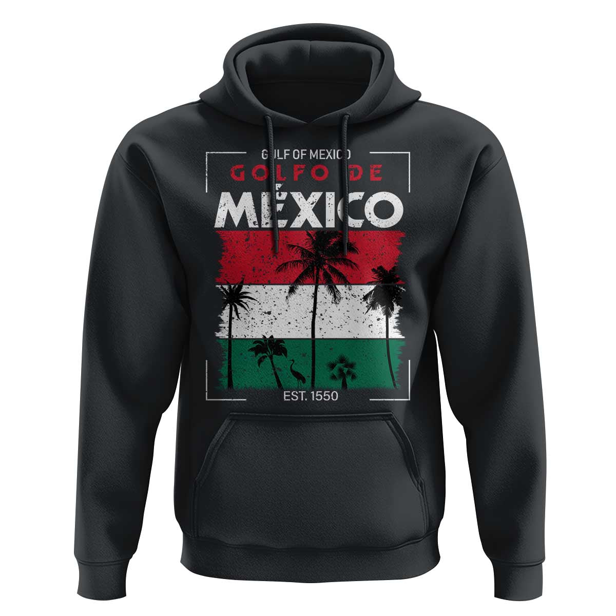 Golfo De Mexico EST 1550 Hoodie Vintage Mexican Flag Palm Tree
