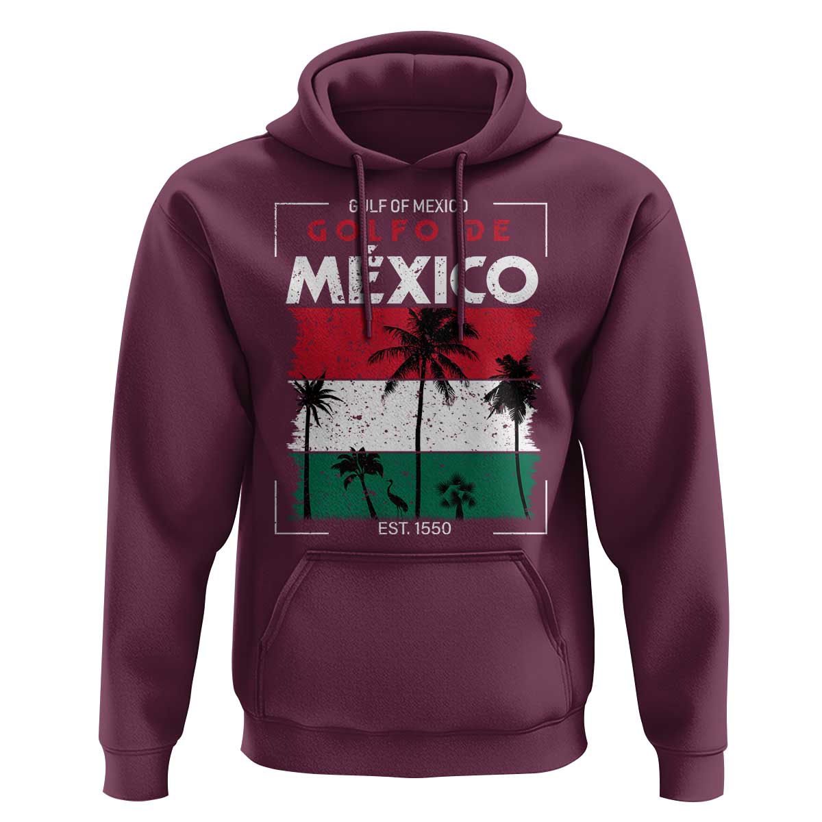 Golfo De Mexico EST 1550 Hoodie Vintage Mexican Flag Palm Tree
