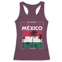 Golfo De Mexico EST 1550 Racerback Tank Top Vintage Mexican Flag Palm Tree