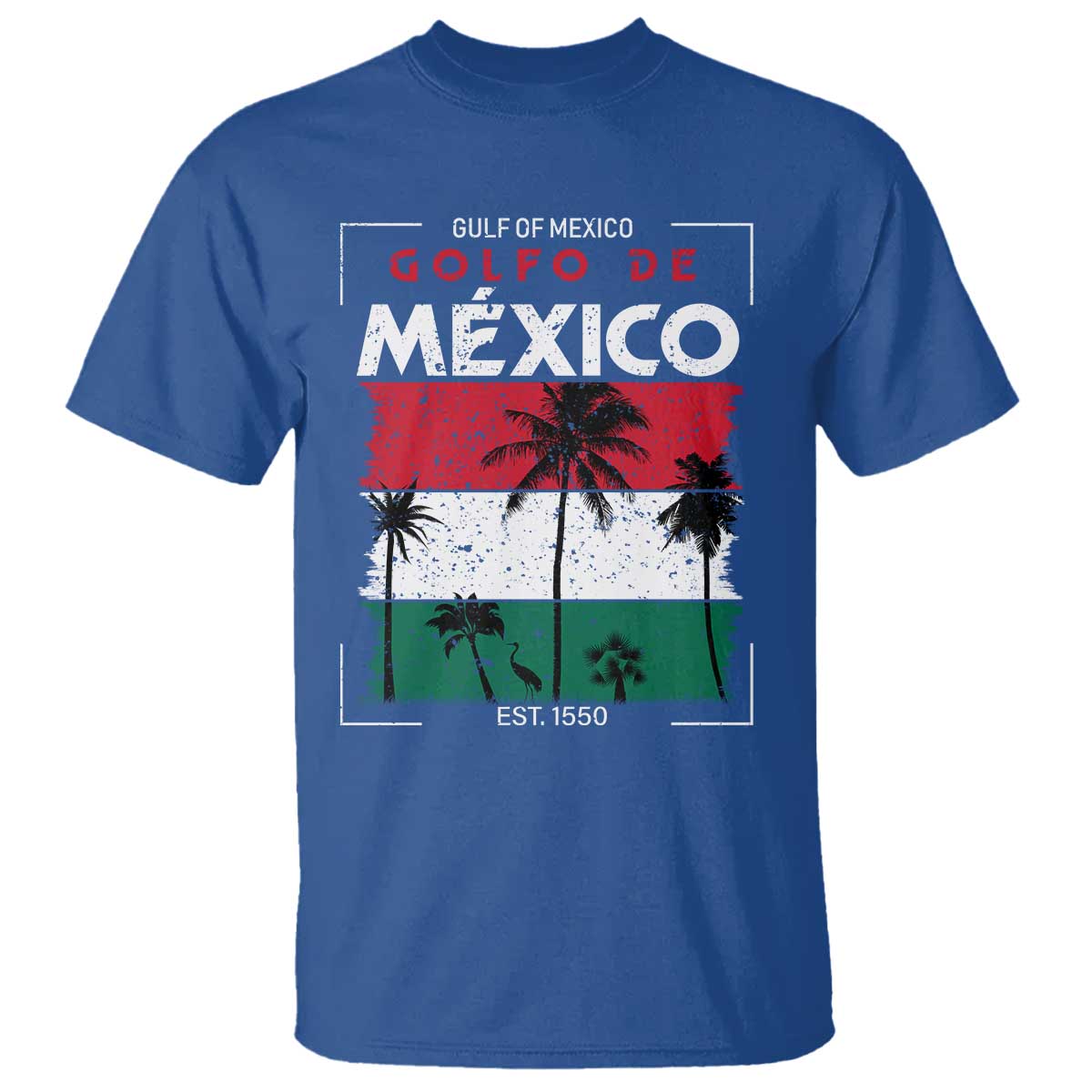 Golfo De Mexico EST 1550 T Shirt Vintage Mexican Flag Palm Tree