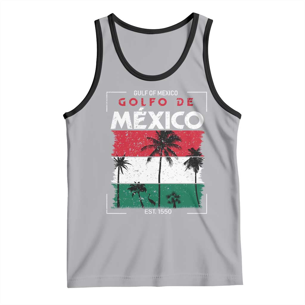 Golfo De Mexico EST 1550 Tank Top Vintage Mexican Flag Palm Tree