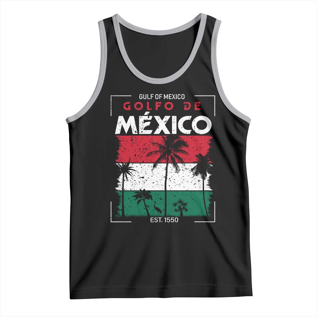Golfo De Mexico EST 1550 Tank Top Vintage Mexican Flag Palm Tree