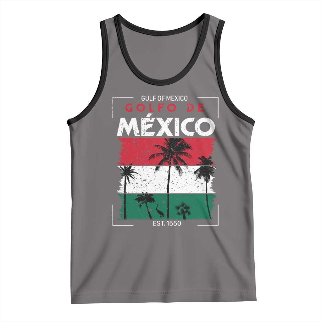 Golfo De Mexico EST 1550 Tank Top Vintage Mexican Flag Palm Tree