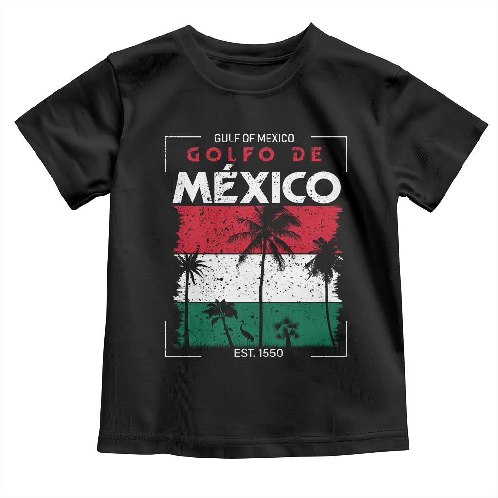 Golfo De Mexico EST 1550 Toddler T Shirt Vintage Mexican Flag Palm Tree