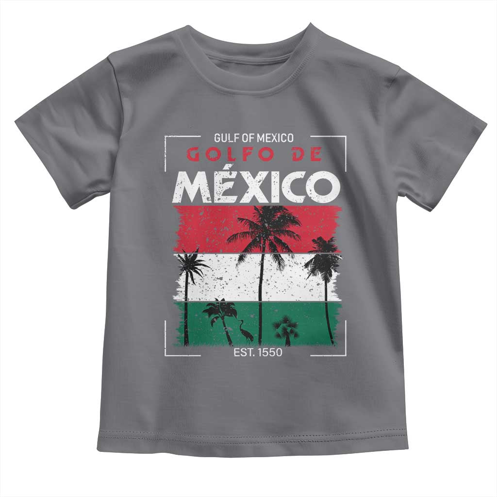 Golfo De Mexico EST 1550 Toddler T Shirt Vintage Mexican Flag Palm Tree