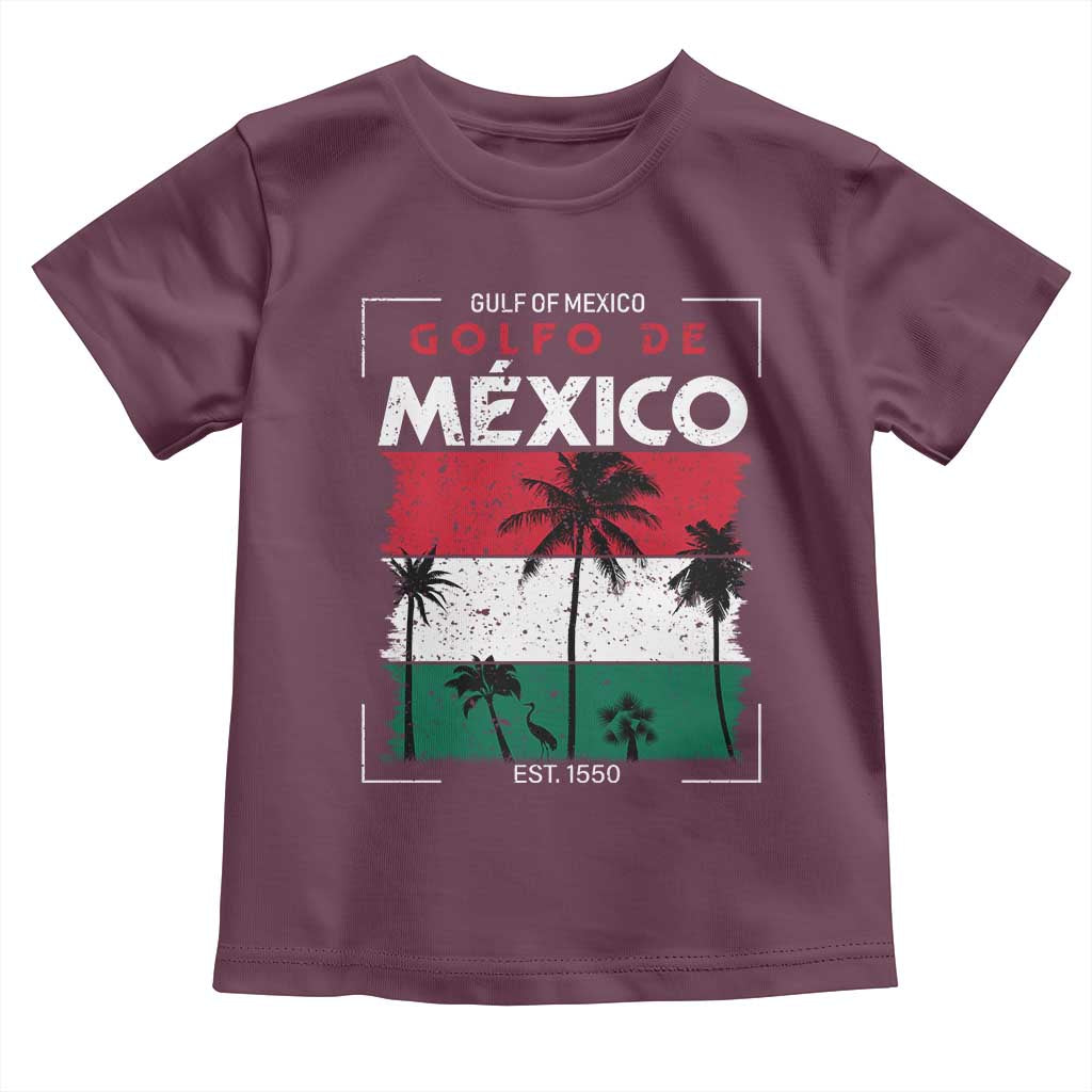 Golfo De Mexico EST 1550 Toddler T Shirt Vintage Mexican Flag Palm Tree