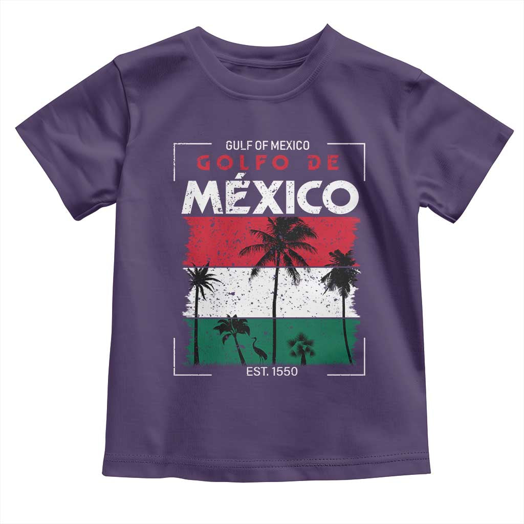 Golfo De Mexico EST 1550 Toddler T Shirt Vintage Mexican Flag Palm Tree
