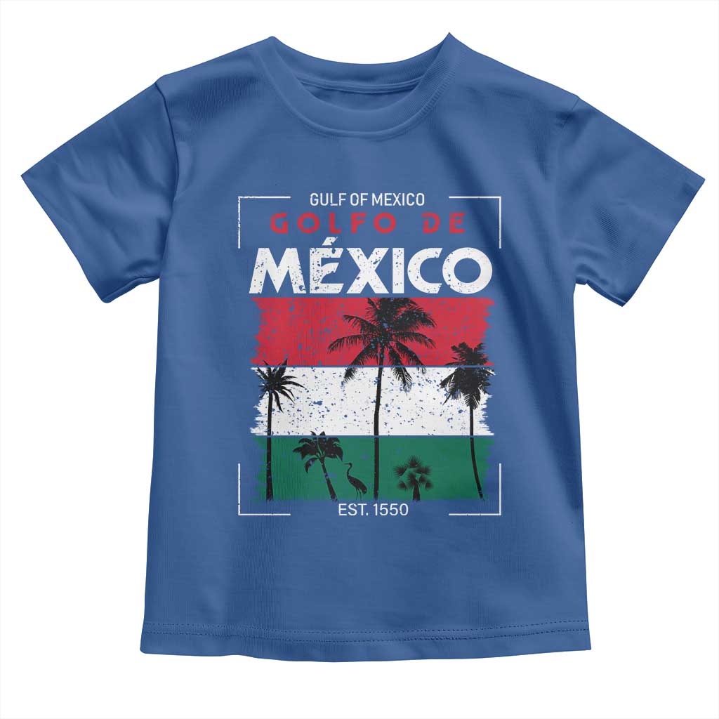 Golfo De Mexico EST 1550 Toddler T Shirt Vintage Mexican Flag Palm Tree