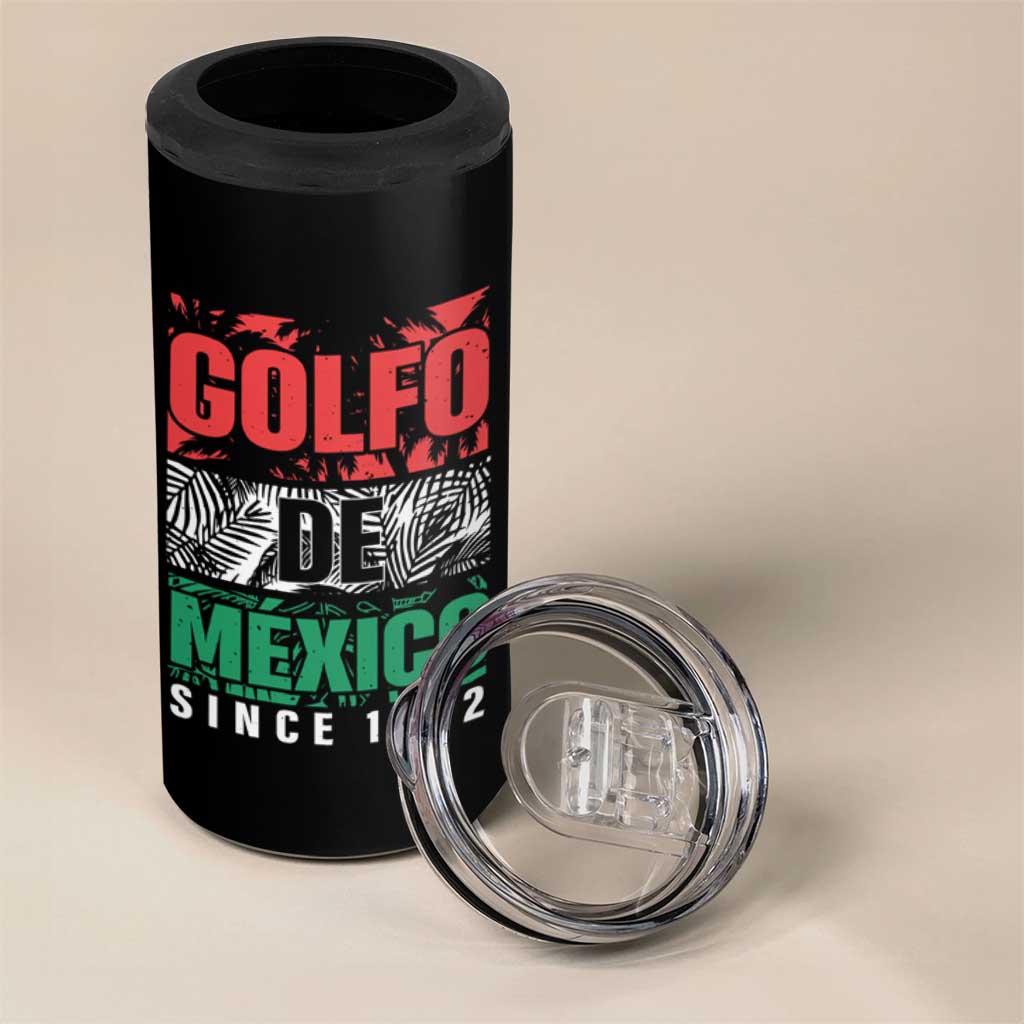 Gulf Of Mexico El Golfo De México 4 in 1 Can Cooler Tumbler Beach Palm Tree