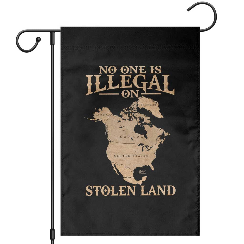No One Is Illegal On Stolen Land Garden Flag North America Vintage Map - Wonder Print Shop