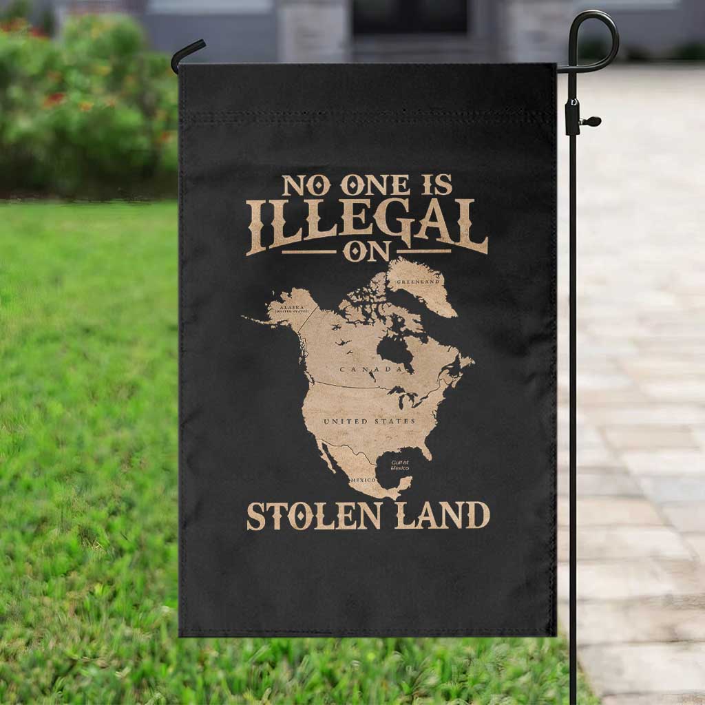 No One Is Illegal On Stolen Land Garden Flag North America Vintage Map - Wonder Print Shop