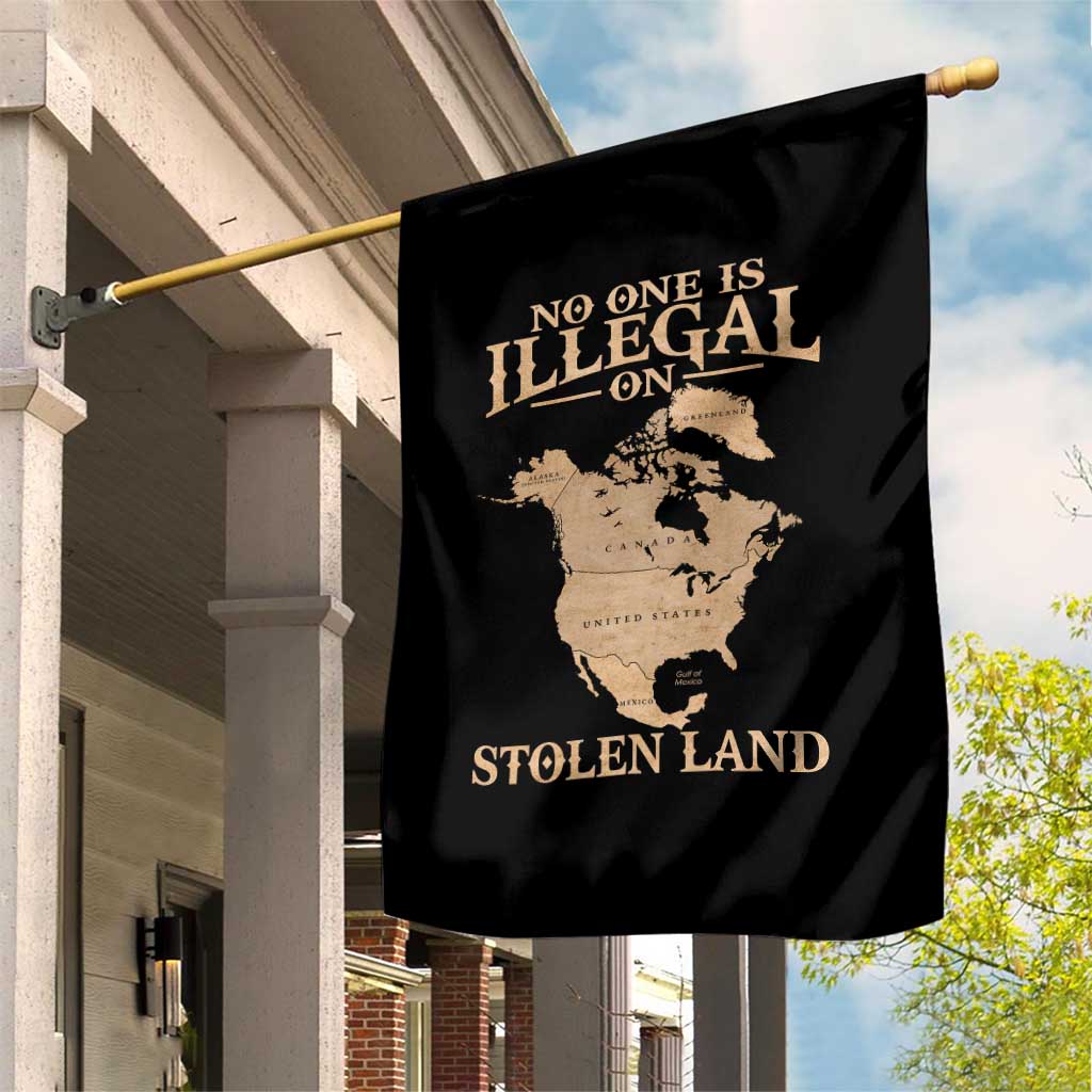 No One Is Illegal On Stolen Land Garden Flag North America Vintage Map - Wonder Print Shop