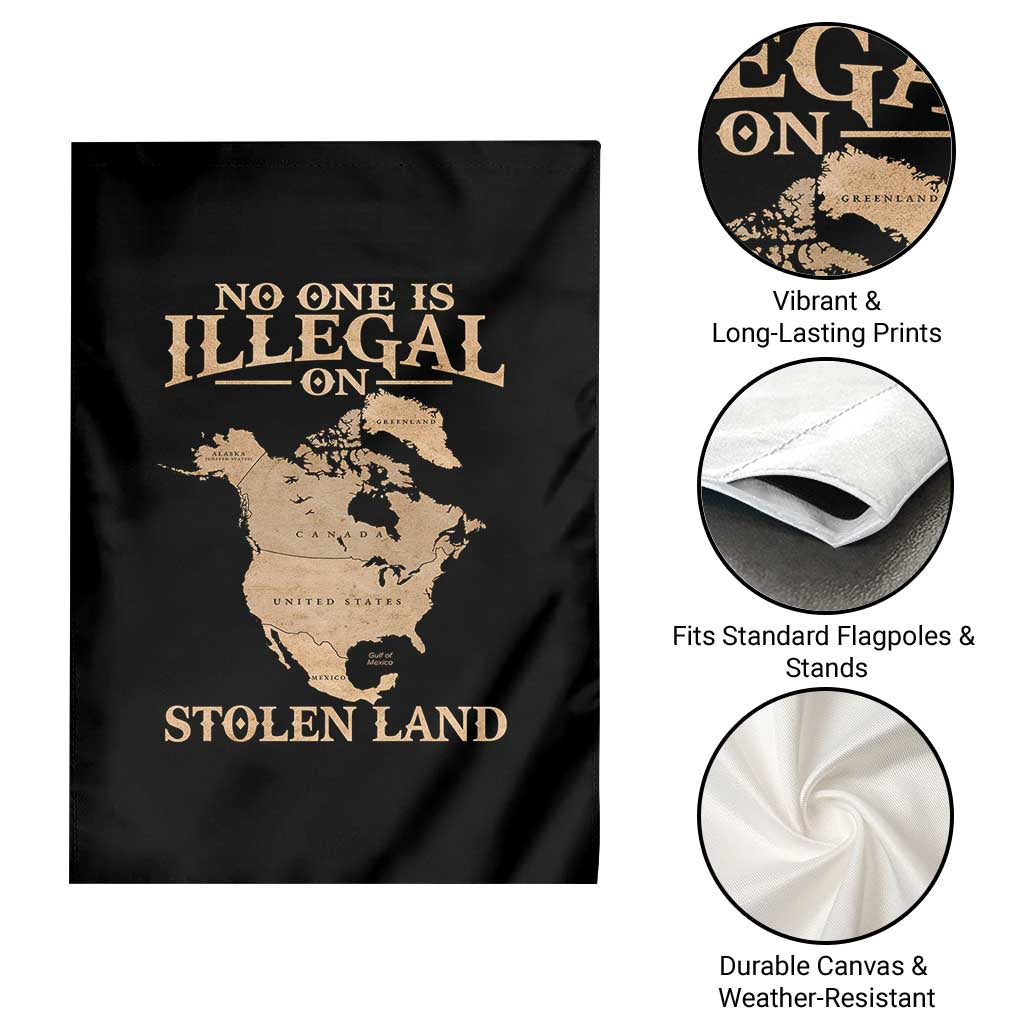 No One Is Illegal On Stolen Land Garden Flag North America Vintage Map - Wonder Print Shop
