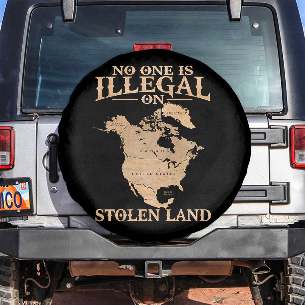 No One Is Illegal On Stolen Land Spare Tire Cover North America Vintage Map