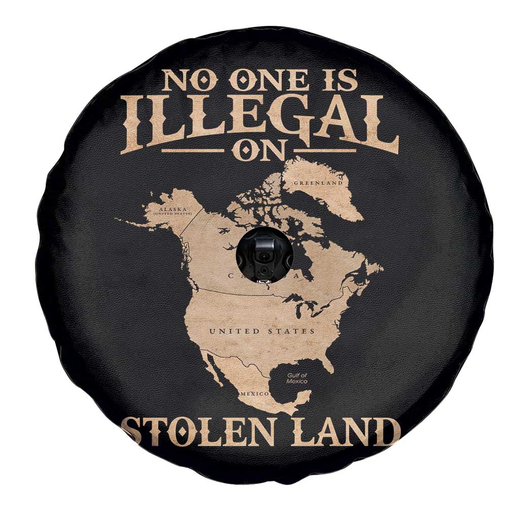 No One Is Illegal On Stolen Land Spare Tire Cover North America Vintage Map