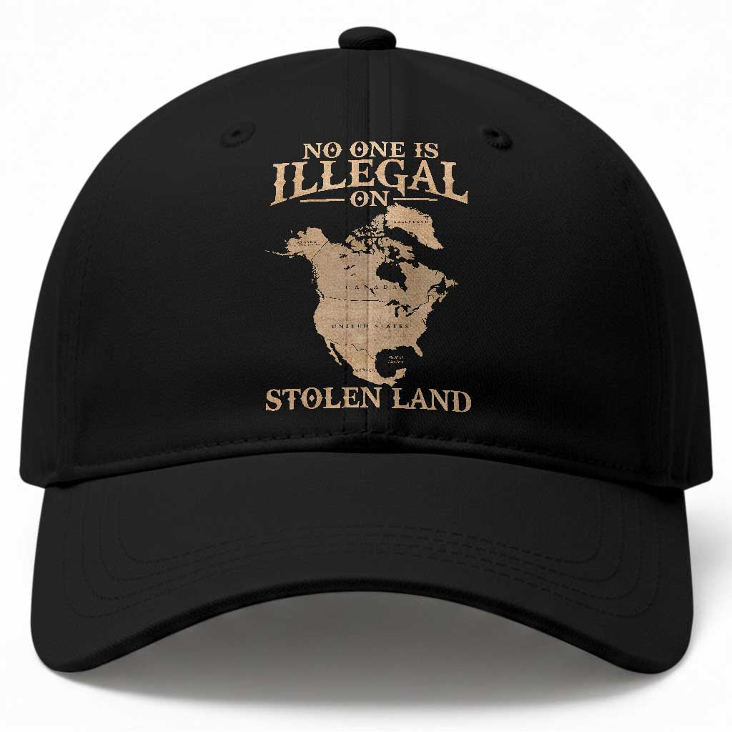 No One Is Illegal On Stolen Land Baseball Cap North America Vintage Map