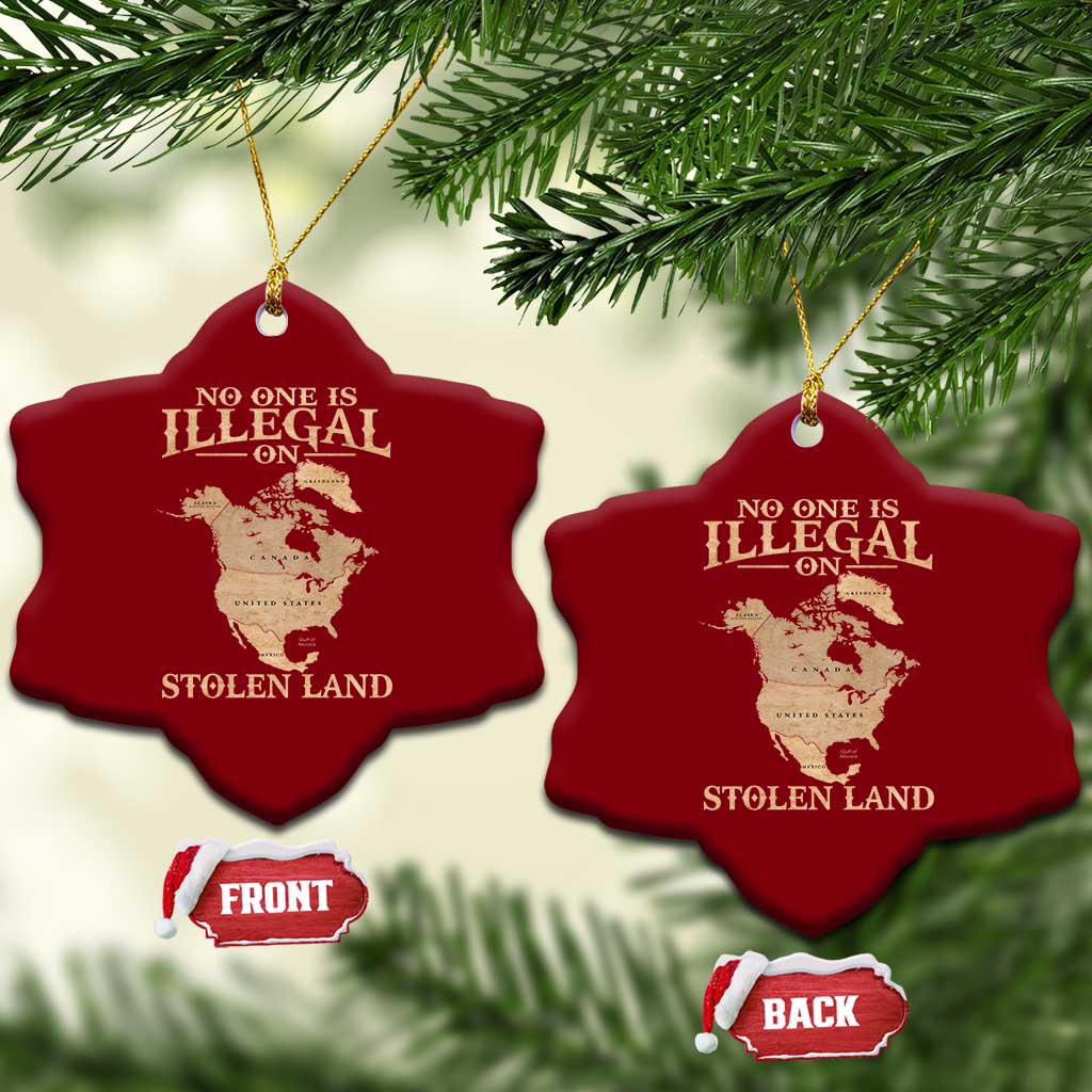 No One Is Illegal On Stolen Land Ceramic Ornament North America Vintage Map - Wonder Print Shop