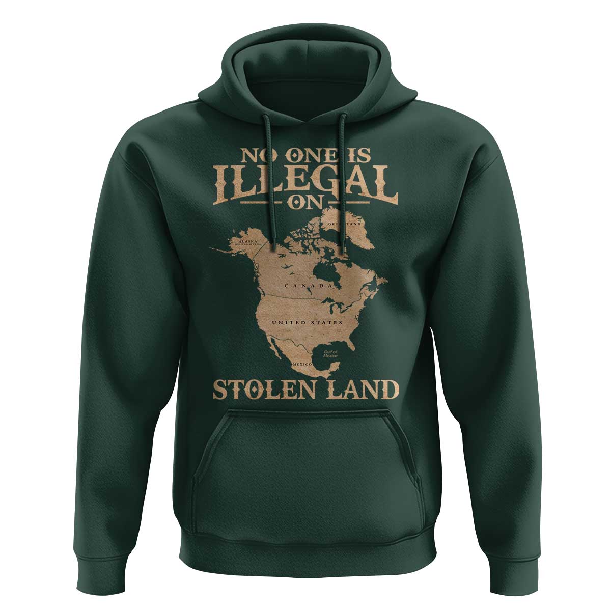 No One Is Illegal On Stolen Land Hoodie North America Vintage Map